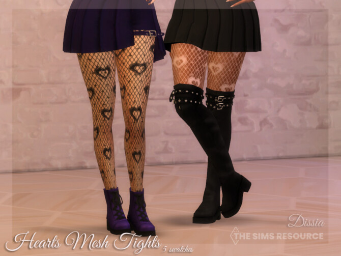 Hearts Mesh Tights by Dissia at TSR