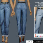 High Waist Jeans With Belt by sims2fanbg at TSR