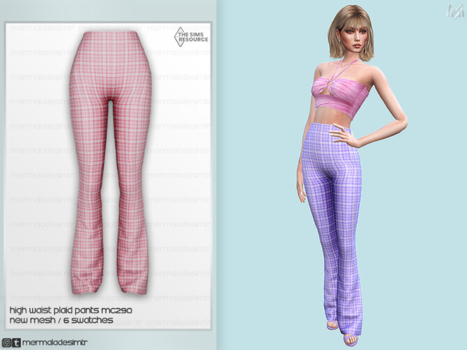 High Waist Plaid Pants MC290 by mermaladesimtr at TSR