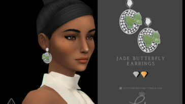 Jade Butterfly Earrings by Glitterberryfly at TSR