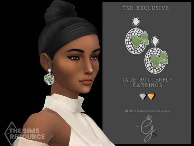 Jade Butterfly Earrings by Glitterberryfly at TSR