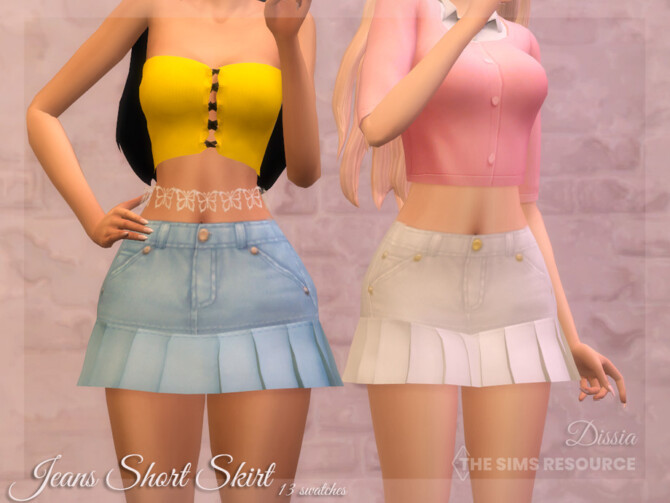 Jeans Short Skirt by Dissia at TSR