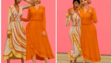 KATE wrapped dress with ruffles at Candy Sims 4