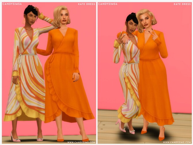 KATE wrapped dress with ruffles at Candy Sims 4