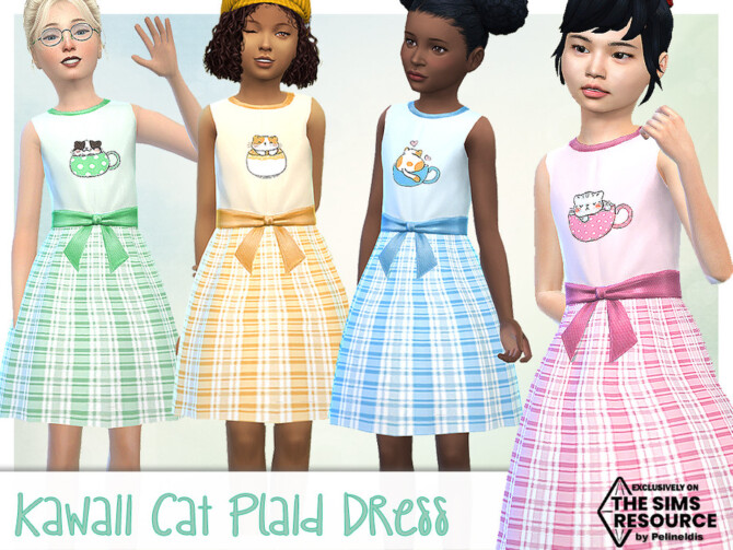 Kawaii Cat and Plaid Dress by Pelineldis at TSR