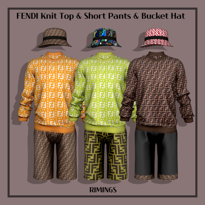 Knit Top & Short Pants & Bucket Hat at RIMINGs