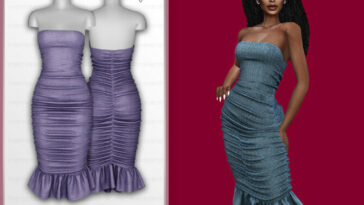 Knitted Ruched Midi Dress MC288 by mermaladesimtr at TSR