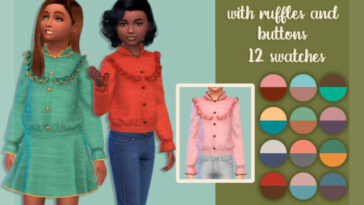 Knitted sweater with ruffles and buttons by MysteriousOo at TSR