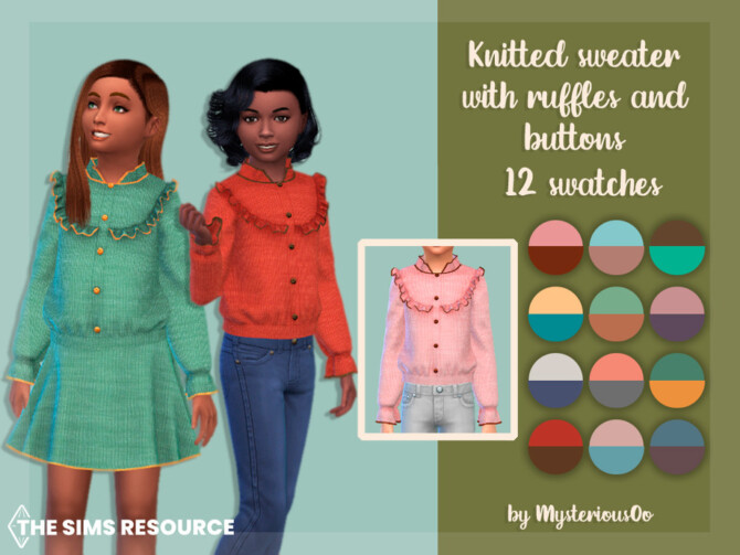 Knitted sweater with ruffles and buttons by MysteriousOo at TSR