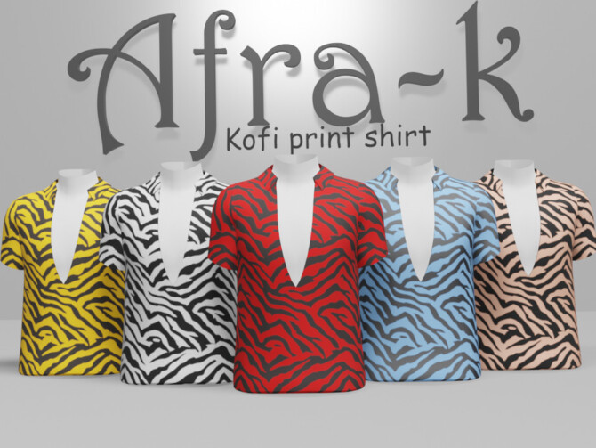 Kofi print shirt by akaysims at TSR