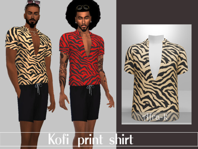 Kofi print shirt by akaysims at TSR