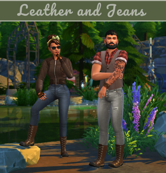 Leather and Jeans mini clothing collection at Frenchie Sim