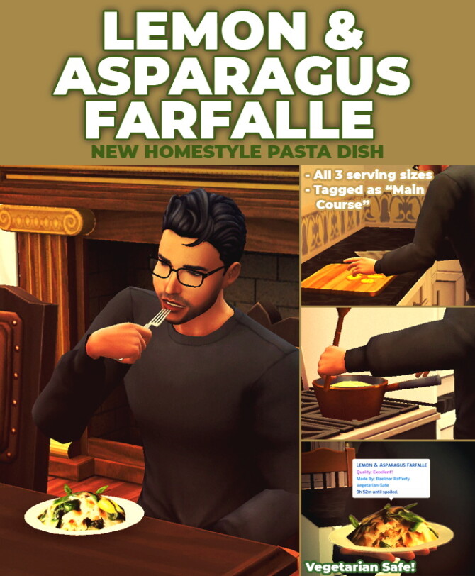 Lemon & Asparagus Farfalle Custom Recipe at Mod The Sims 4