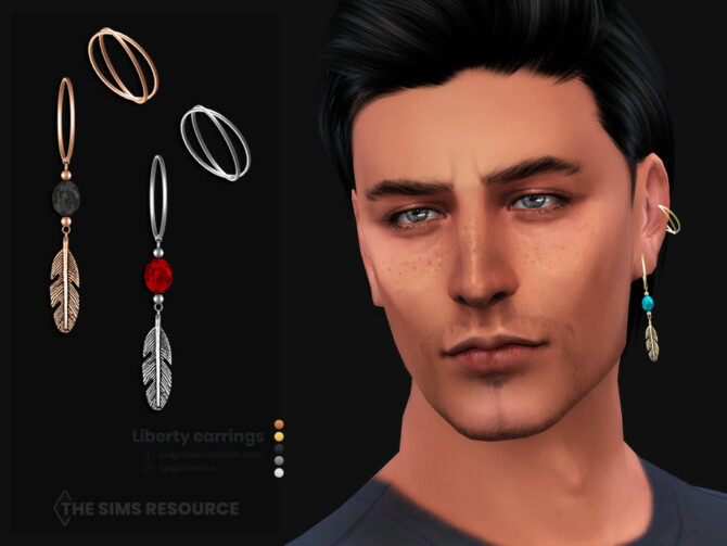 Liberty male earrings | Left by sugar owl at TSR