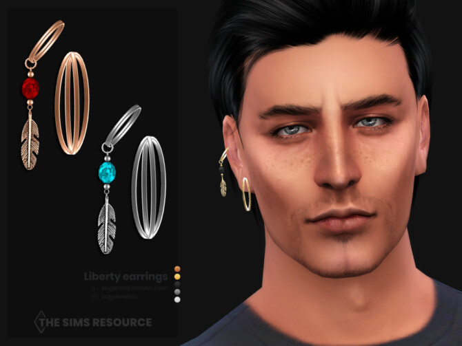 Liberty male earrings | Right by sugar owl at TSR