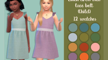 Linen dress with lace belt Child by MysteriousOo at TSR