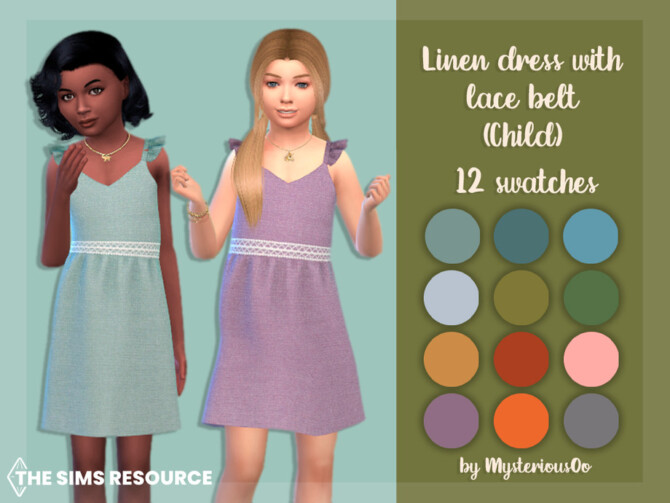 Linen dress with lace belt Child by MysteriousOo at TSR