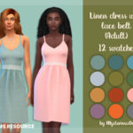 Linen dress with lace belt by MysteriousOo at TSR