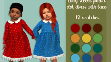 Long sleeve polka dot dress with lace by MysteriousOo at TSR