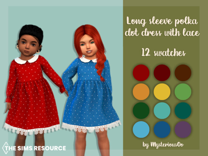 Long sleeve polka dot dress with lace by MysteriousOo at TSR