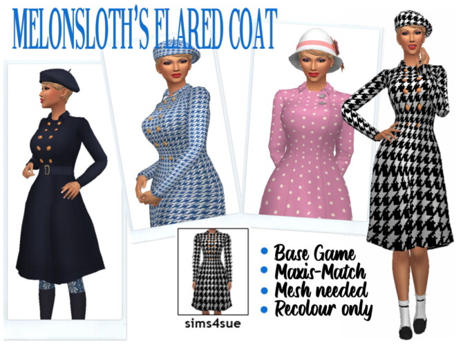 MELONSLOTH’S FLARED COAT at Sims4Sue