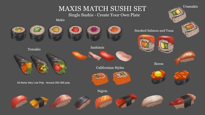 Maxis Match Sushi Set at Leo Sims