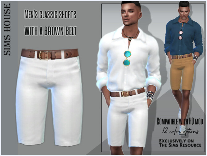 Men’s classic shorts with a brown belt by Sims House at TSR