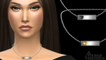 Metal bar with heart short necklace by NataliS at TSR