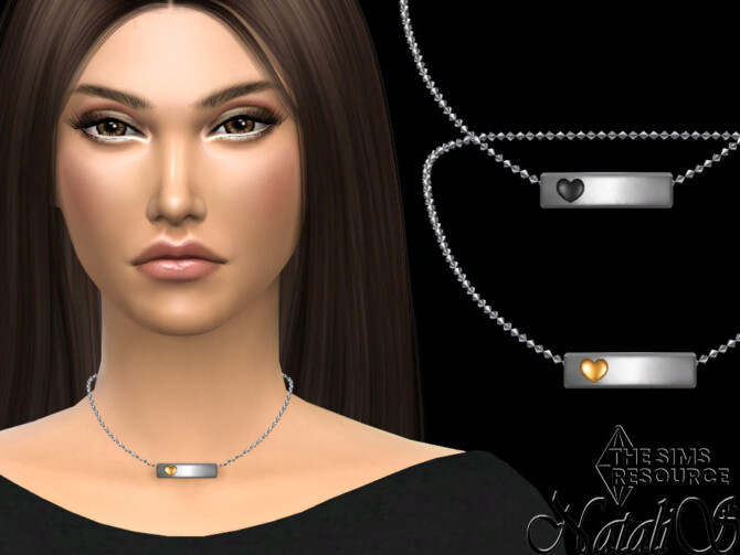 Metal bar with heart short necklace by NataliS at TSR