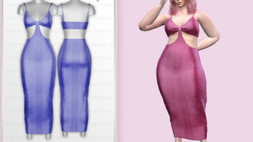 Metallic Strappy Cut Out Dress MC287 by mermaladesimtr at TSR