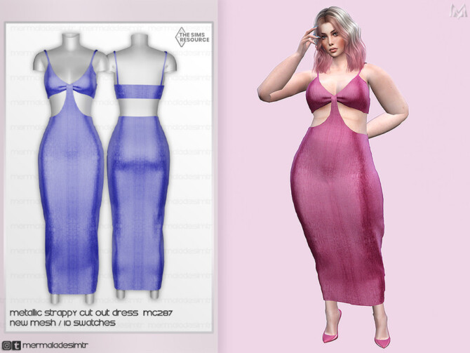 Metallic Strappy Cut Out Dress MC287 by mermaladesimtr at TSR