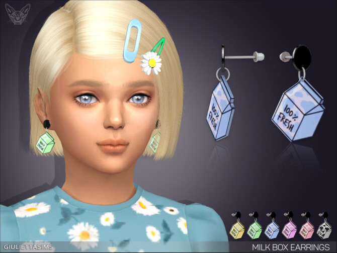 Milk Box Earrings For Kids by feyona at TSR