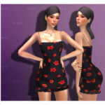 Mini Hailey Dress with Red Flowers DO130 by D.O.Lilac at TSR