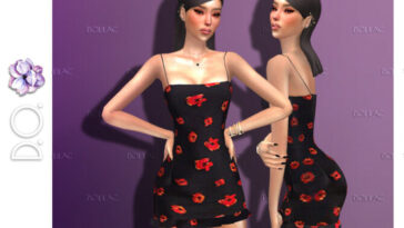 Mini Hailey Dress with Red Flowers DO130 by D.O.Lilac at TSR