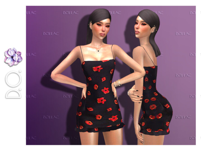 Mini Hailey Dress with Red Flowers DO130 by D.O.Lilac at TSR