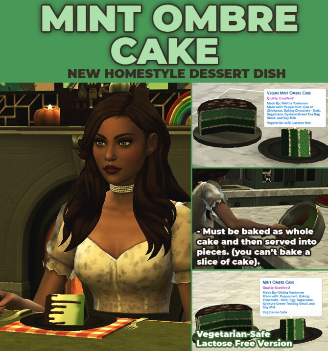 Mint Ombre Cake – New Custom Recipe by RobinKLocksley at Mod The Sims 4