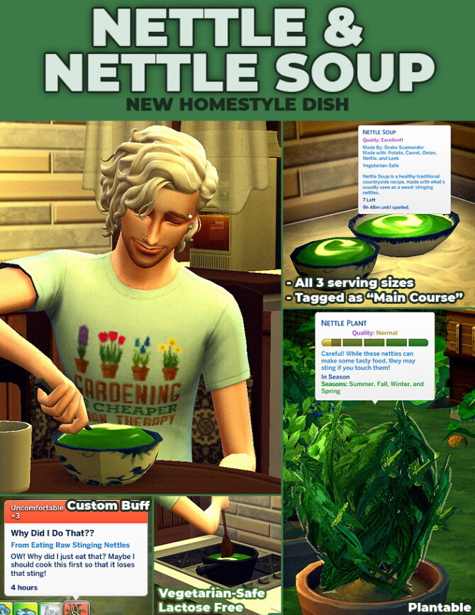 Nettle Soup Custom Recipe & Harvestable Nettle Pack at Mod The Sims 4