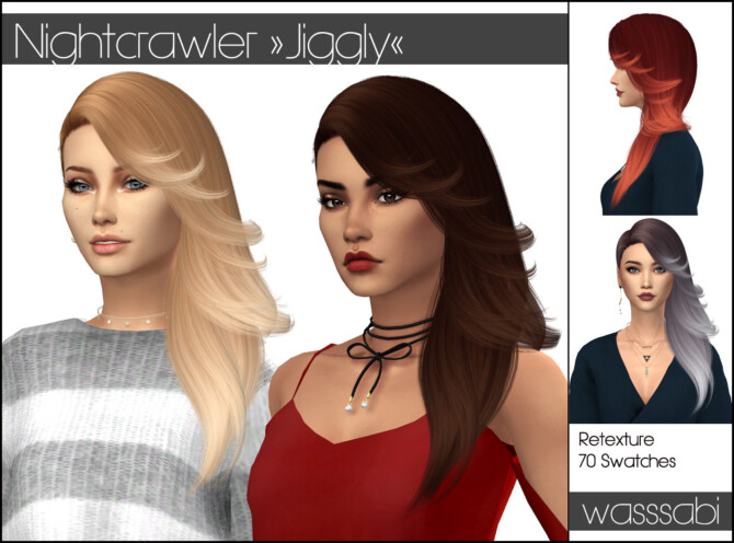 Nightcrawler Jiggly hair retextured at Wasssabi Sims