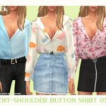 Off-Shoulder Button Shirt 05 by Black Lily at TSR