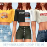 Off-Shoulder Crop Tee 03 by Black Lily at TSR