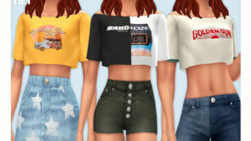 Off-Shoulder Crop Tee 03 by Black Lily at TSR