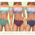 Off-Shoulder Cut Out Swimsuit 03 by Black Lily at TSR