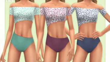 Off-Shoulder Cut Out Swimsuit 03 by Black Lily at TSR