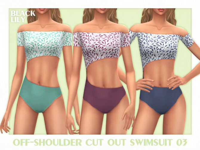 Off-Shoulder Cut Out Swimsuit 03 by Black Lily at TSR