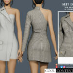 One Shoulder Suit Dress by sims2fanbg at TSR