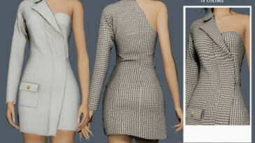 One Shoulder Suit Dress by sims2fanbg at TSR