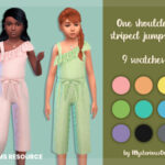 One shoulder striped jumpsuit by MysteriousOo at TSR