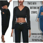 Pants with buttons on stripes by Sims House at TSR