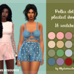 Polka dot pleated shorts by MysteriousOo at TSR