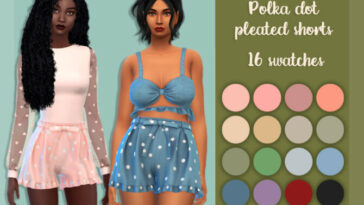 Polka dot pleated shorts by MysteriousOo at TSR